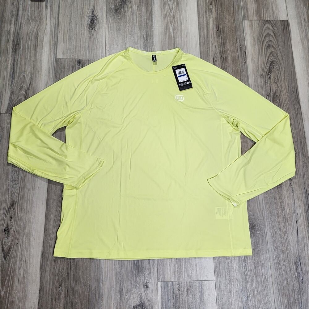 Under Armour T-Shirt Men's XL Lime Fish Elite Crew Long Sleeve New